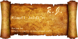 Rimpfl Jolán névjegykártya